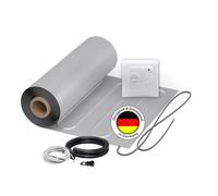 Chauffage au sol électrique pour stratifié : tapis chauffant en aluminium à deux fils WARMON ALU 150 W/m² pour sol flottant avec thermostat, thermostat :, taille du tapis : 5 m²
