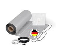 Chauffage au sol électrique pour stratifié : tapis chauffant WARMON ALU 150 W/m² avec thermostat WiFi intelligent TS 300, thermostat : TS 300 WiFi blanc, taille du tapis : 12 m² - 2 pièces (7 + 5 m²)