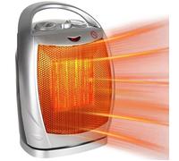 Chauffage d'appoint 1500W, Chauffage Rapide, Silencieux, Radiateur Oscillant, 2 Niveaux, Sécurité Anti-Basculement