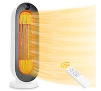 Chauffage d'appoint, 2000 W 3 modes, thermostat soufflant, minuterie 12 heures, protection anti-bascule, chauffage d'ambiance oscillant à 100 ° pour la maison et le bureau Blanc petit écran