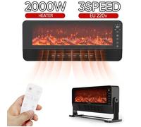 Chauffage d'appoint 2000W, 3 Modes Chauffants, Affichage LED, Effet de Flamme, Minuterie, pour Maison, Bureau