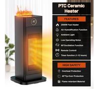 Chauffage d'appoint 2000W avec Humidificateur d'air, Chauffage Electrique Soufflant avec thermostat, Oscillant 90°, Minuterie 1-12H