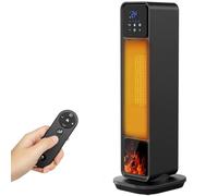 Chauffage d'appoint, 2200W Radiateur Electrique, Mode Éco, 3 Modes Chauffants, 180 ° Oscillation, Télécommande, Protection Multiple, Affichage LED, Effet de Flamme, Minuterie 24H, pour Maison, Bureau
