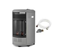 Chauffage d'appoint à gaz Volga Gris Mât - FAVEX - Effet feu de cheminée - Livré avec tuyau et détendeur - 6 puissances - 40 m²