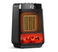 Chauffage d'Appoint,Chauffage Electrique Soufflant avec Flamme imitation 3D | 1500W Chauffage Céramique PTC, Economique, Petit, Silencieux, Protection Anti-Basculement et Anti Surchauffe, Minuterie 1-8 H