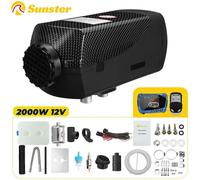 Chauffage d'appoint diesel - Chauffage d'appoint 12 V 2 kW - Écran LCD et télécommande - Réservoir 10 L - Surface 20-25 m² - Consommation 0,16-0,45 L/h - Noir