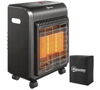 Outsunny Chauffage d'Appoint Gaz Portable 4,2kW Infrarouge Compact 2 Freins | Poêle à Gaz, 55cm, Système ODS, Anti-Basculement, Housse, 3 Puissances, pour Terrasse, Balcon, Garage, Noir
