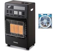 Chauffage d'appoint infrarouge gaz butane, Allumage piezo, 40 m², 3 niveaux puissance, Kit connectique inclus