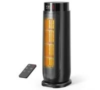 Chauffage d'appoint PTC 2000 W noir, anti-surchauffe et anti-basculement | Thermostat, oscillation à 90° et chaleur diffuse, télécommande, minuterie 24 h, mode ECO, silencieux 37 dB, chauffe en 2 s