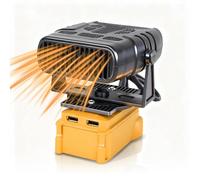 Chauffage d'Appoint Sans Fil 200W, Radiateur Portable sur Batterie Li-ion 20V 60V Max, 2 Niveaux et Ports USB, Chauffage Soufflant Silencieux pour Atelier