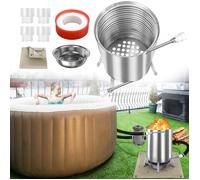 Chauffage de piscine - HENGMEI - Tonneau à feu - Acier inoxydable - Raccord 32/38 mm - 28 L