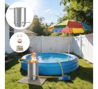 Chauffage de piscine LARS360 Baril à bois en acier inoxydable 28 L de bois de chauffage, spirale chauffante, raccord Ø32/38 mm, bac à cendres, tapis pare-feu, chauffage de piscine de jardin