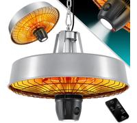 Chauffage de plafond KESSER® | Chauffage parasol infrarouge 2500 W | Chauffage de terrasse avec télécommande | Chauffage à quartz | Éclairage LED | Plafond | Chauffage infrarouge | Avec chaîne + mousq