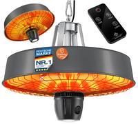 Chauffage de plafond KESSER® | Chauffage parasol infrarouge 2500 W | Chauffage de terrasse avec télécommande | Chauffage à quartz | Éclairage LED | Plafond | Chauffage infrarouge | Avec chaîne + mousq
