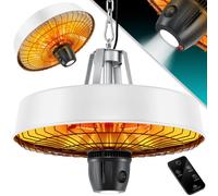 Chauffage de plafond KESSER® | Chauffage parasol infrarouge 2500 W | Chauffage de terrasse avec télécommande | Chauffage à quartz | Éclairage LED | Plafond | Chauffage infrarouge | Avec chaîne + mousq