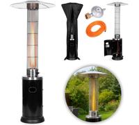 Chauffage de terrasse à gaz 9 kW avec tube en verre, régulateur et couvercle