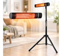 Chauffage de terrasse extérieur 2000 W, mural/trépied, 3 niveaux A | Chauffage au graphène, chaleur instantanée, protection anti-surchauffe et grille anti-brûlure pour la sécurité des familles
