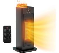 Chauffage d'extérieur électrique - Ventilateur chauffant en céramique - 2000 W - Économique en énergie - Avec humidificateur d'air - Effet de flamme LED - Silencieux - Chauffage rapide
