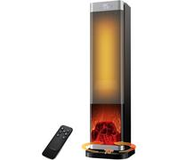 Chauffage électrique, 2000 W, radiateur colonne pour pièce, chauffage électrique pour pièce de 58 cm avec oscillation de 70 degrés, effet de flamme 3D, écran LED, mode éco