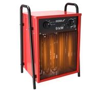 Chauffage électrique à air de 9 kW, 400 V, avec boîtier métallique, thermostat et 3 niveaux de puissance