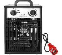 Chauffage électrique, chauffage de chantier, radiateur électrique, appareil de chauffage, ventilateur chauffant avec thermostat, appareil de chauffage électrique avec 4 niveaux de puissance (5 kW)