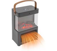 Chauffage électrique cheminée - Autoportant - 2000 W - 3 niveaux - Télécommande et écran tactile - Effet flamme LED 3D - Minuterie 12 h - Chauffage rapide en 3 s - Noir