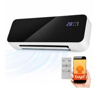 Ventilateur de chauffage mural Lehmann avec 2 niveaux de puissance : 1000/2000 W. Barre de ventilation avec télécommande et application Wi-Fi. Radiateur avec minuterie et oscillation