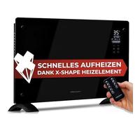 ProfiCare Convecteur en verre PC-GKH 3119 – 1000/2000 W, façade vitrée, noir, silencieux 0 dB