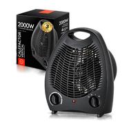 Chauffage électrique vertical 2 000 W avec thermostat et air froid. FLUVIA | 2 positions 1000 W/2000 W, fonction air froid, grille de sécurité, arrêt automatique, poignée de transport