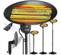 Chauffage extérieur - TECTAKE - Radiateur infrarouge SOLARIS MONOLITH 2000W réglable en hauteur avec 3 puissances - Noir