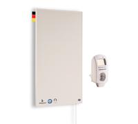 Chauffage infrarouge - 1000 watts - Cadre en aluminium beige - Montage mural - Avec thermostat