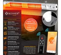 Chauffage infrarouge KESSER® 3000 W IR-Gastro-Bar avec éclairage LED, chauffage de terrasse avec Wi-Fi et télécommande, housse de protection incluse, chauffage infrarouge, chauffage à quartz, chauffag