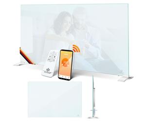 Chauffage infrarouge KESSER® Convecteur en verre Chauffage en verre Efficace Appareil 2-en-1 : sur pied et mural Chauffage électrique avec détection de fenêtre ouverte + télécommande etvia application