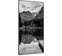 Chauffage infrarouge -Klarstein Wonderwall Air Art Smart - Connecté - Motif: Lac noir et blanc - cadre noir - 60 x 120cm - 700W