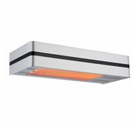 Chauffage infrarouge Sined Hot Ira Inox 2000, puissance réglable de 2000W, couleur argent. Fabriqué en acier et en aluminium. Livré avec une télécommande et un minuteur. Protection IP65, idéal pour le