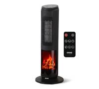 Chauffage soufflant électrique avec cheminée décorative BREND - Thermostat à 45°C - Chauffage céramique - Radiateur portable avec télécommande - Chauffe rapide - Oscillation - Effet flamme réaliste