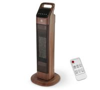 Chauffage tour céramique - FISHTEC - Effet Bois 2000W - Oscillation 65° - Thermostat 15-45°C - Minuterie 24h