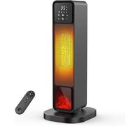 Chauffage ventilateur économe en énergie, silencieux, avec élément chauffant en céramique PTC, idéal pour la salle de bain, 2200W, avec thermostat et télécommande, écran LED, effet feu de cheminée, mo