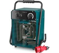 Chauffage ventilateur | Pour des pièces jusqu'à 50 m² | Indice de protection IP24 | 5000W (courant fort) | Élément chauffant en acier inoxydable | 2 niveaux de chauffage | Thermostat réglable | Protec