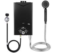 Chauffe-Eau à Gaz 16L Portable avec Affichage Numérique | Chauffe-Eau Instantané au Gaz Propane pour Camping, Douche Extérieure, Caravane et Intérieur | Chauffage d’Eau Sans Électricité