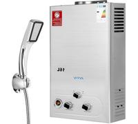 Chauffe-eau à gaz - Chauffe-eau instantané au propane - Eau chaude instantanée - Démarrage à basse pression - 16 litres par minute - Argent