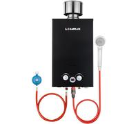 Chauffe-eau à gaz de 10 litres, 50 mbar, avec couvercle en acier inoxydable, pour propane/butane, idéal pour les douches de camping, les voyages en camping-car et les activités de plein air