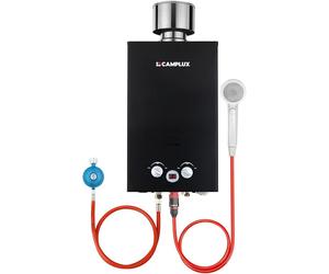 Chauffe-eau à gaz de 10 litres, 50 mbar, avec couvercle en acier inoxydable, pour propane/butane, idéal pour les douches de camping, les voyages en camping-car et les activités de plein air