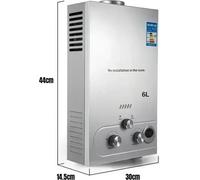 Chauffe-eau à gaz LPG, puissance 16 kW, débit d'eau chaude 8 L/min, design mural, 6L