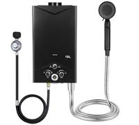 Chauffe-eau à gaz portable extérieur sans réservoir 1,58 GPM | Chauffage en acier galvanisé durable, affichage numérique, idéal pour camping extérieur et camping-car Noir