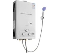 Chauffe-eau à gaz propane, 16 litres, 32 kW, portable, sans réservoir, pour eau chaude instantanée, avec pommeau de douche, idéal pour les douches en camping et dans les camping-cars. Pression d'eau d