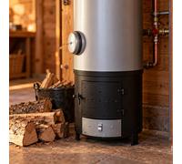 Chauffe-eau combiné de 80 litres, fonctionnant au combustible solide et à l'électricité, avec valve de sécurité – Chauffe-eau standard, à bois et électrique, pour une utilisation domestique