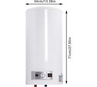 Chauffe-eau électrique - 2000 W - 50 l - Écran numérique à LED - Réglage de la température de 25 à 75 °C - Protection contre la surchauffe - Montage mural vertical - Blanc
