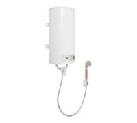 Chauffe-eau électrique 2000 W 50 litres à suspendre au mur | Chauffe-eau électrique avec pommeau de douche, écran LED, 25-75 °C, entretien de la température