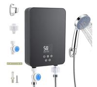 Chauffe-eau électrique, 5500 W, 220 V, mini chauffe-eau instantané, kit de douche avec douchette à main, indicateur de température LED pour douche, salle de bain, cuisine